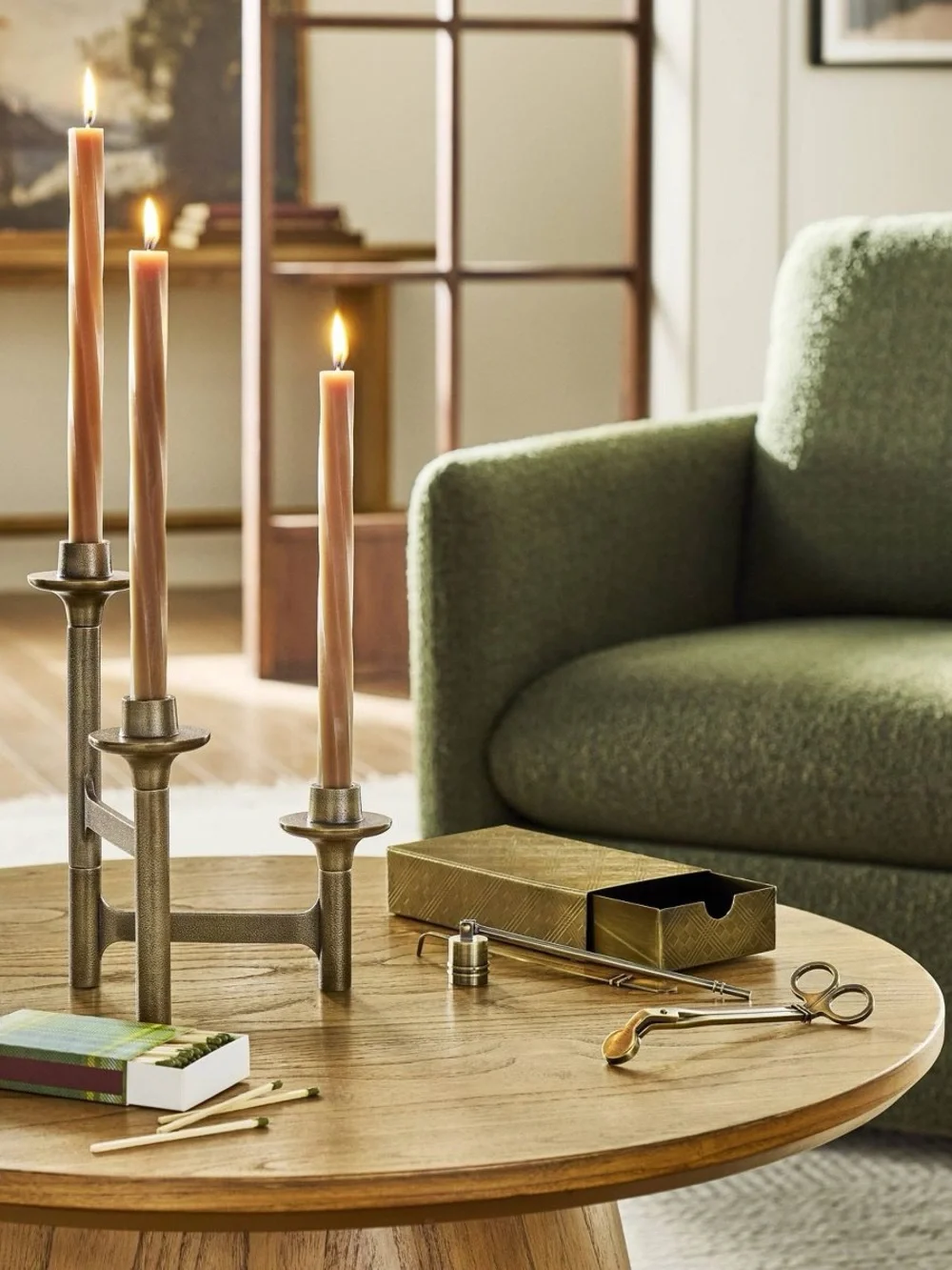 Hearth & Hand Metallic Gold 3-Arm Candle Holder